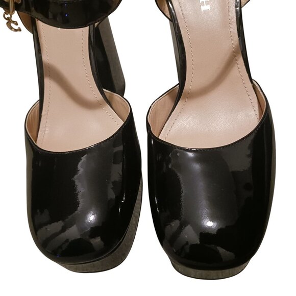 Coach Glossy Black Platform Sandals - Picture 11 of 15